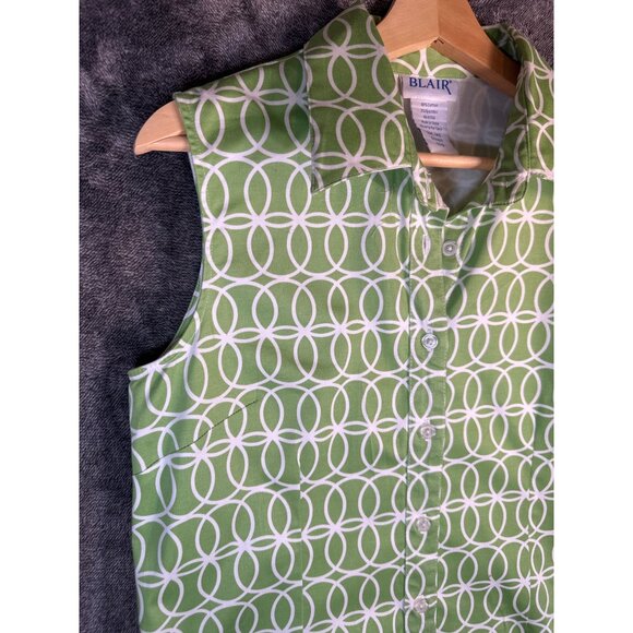 Vintage Blair Grass Green Geometric Print Dress- Small Misses - Picture 5 of 6